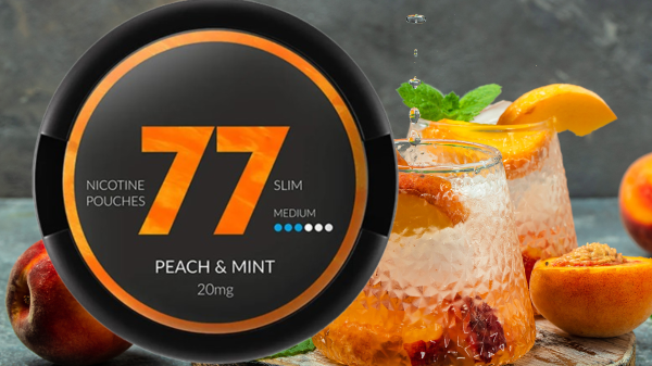 Experience the Perfect Harmony: 77 Peach & Mint Nicotine Pouches