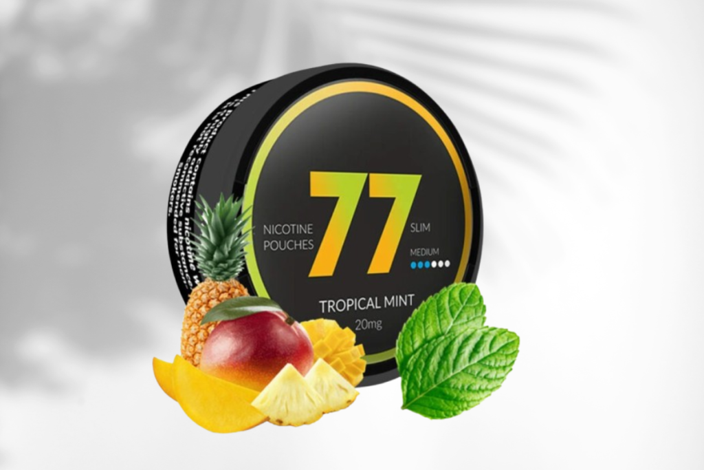 77 Tropical Mint Nicotine Pouches – Extra Strong, Refreshing Tropical Fruit Flavor