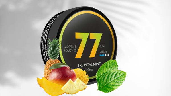 77 Tropical Mint Nicotine Pouches – Extra Strong, Refreshing Tropical Fruit Flavor